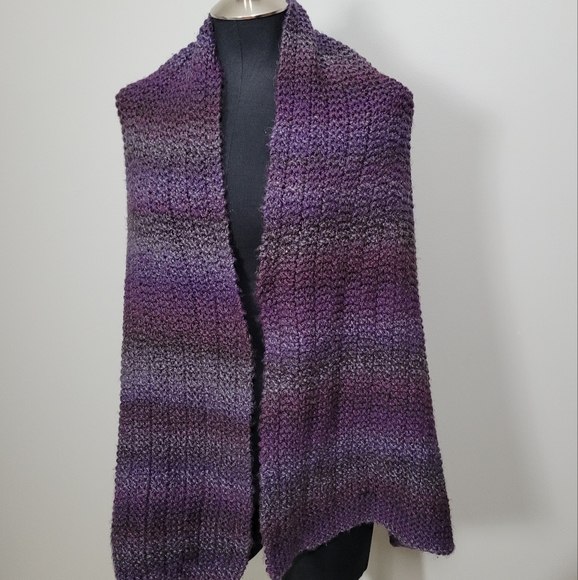 Large purple knit scarf purple gradient scarf - Picture 2 of 7